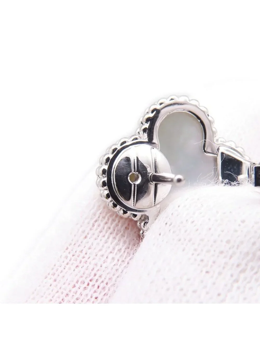 Van Cleef & Arpels Earrings Vintage Alhambra Mother of Pearl 18k White Gold